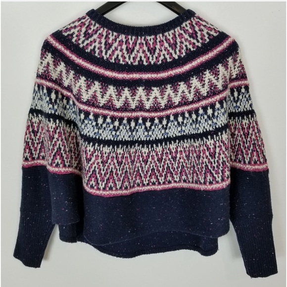 ANTHROPOLOGIE Fair Isle Sleeping On Snow Poncho Cape Style Sweater M Like New - Picture 10 of 16